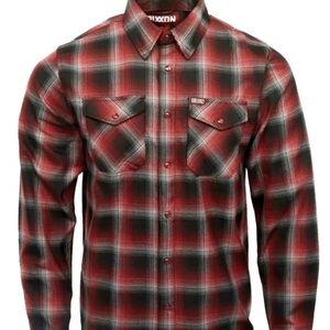 DIXXON The Count Flannel Red and Black Plaid Button-Down size Large New